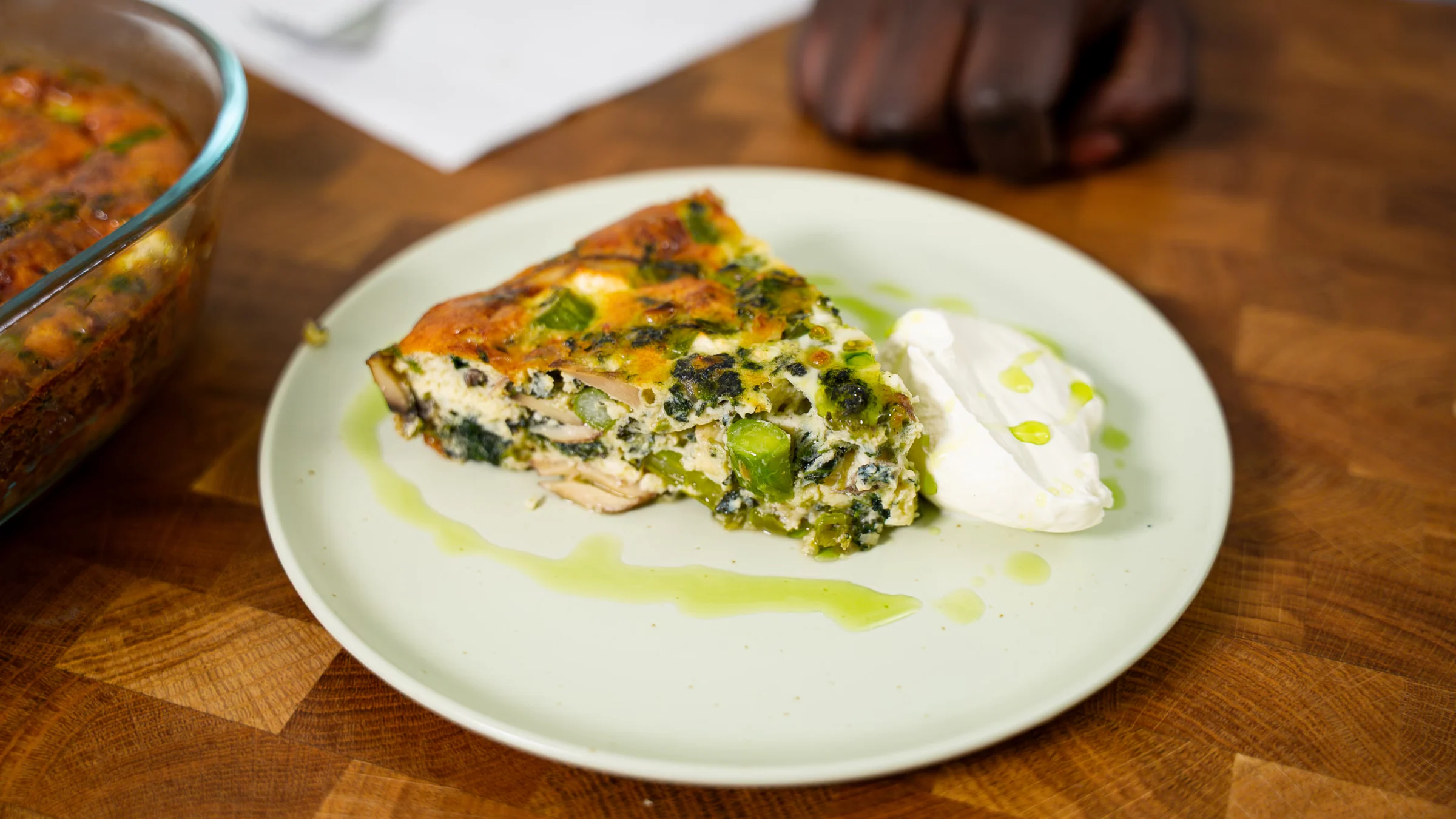 Crustless nettle quiche.