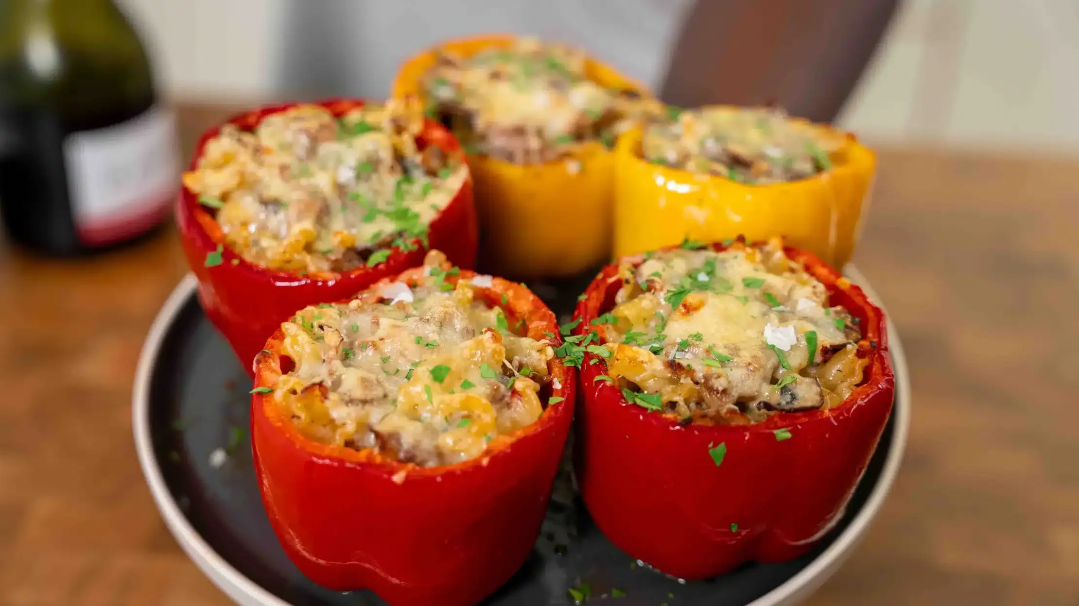 Duck stuffed bell peppers.
