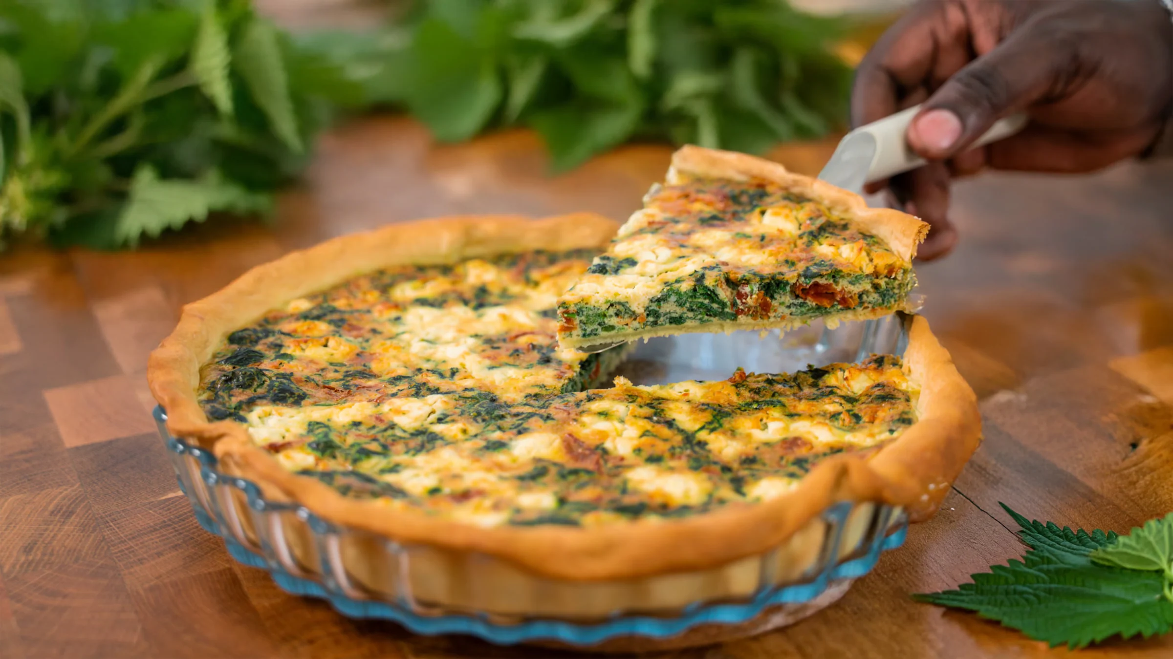 Stinging nettle quiche.