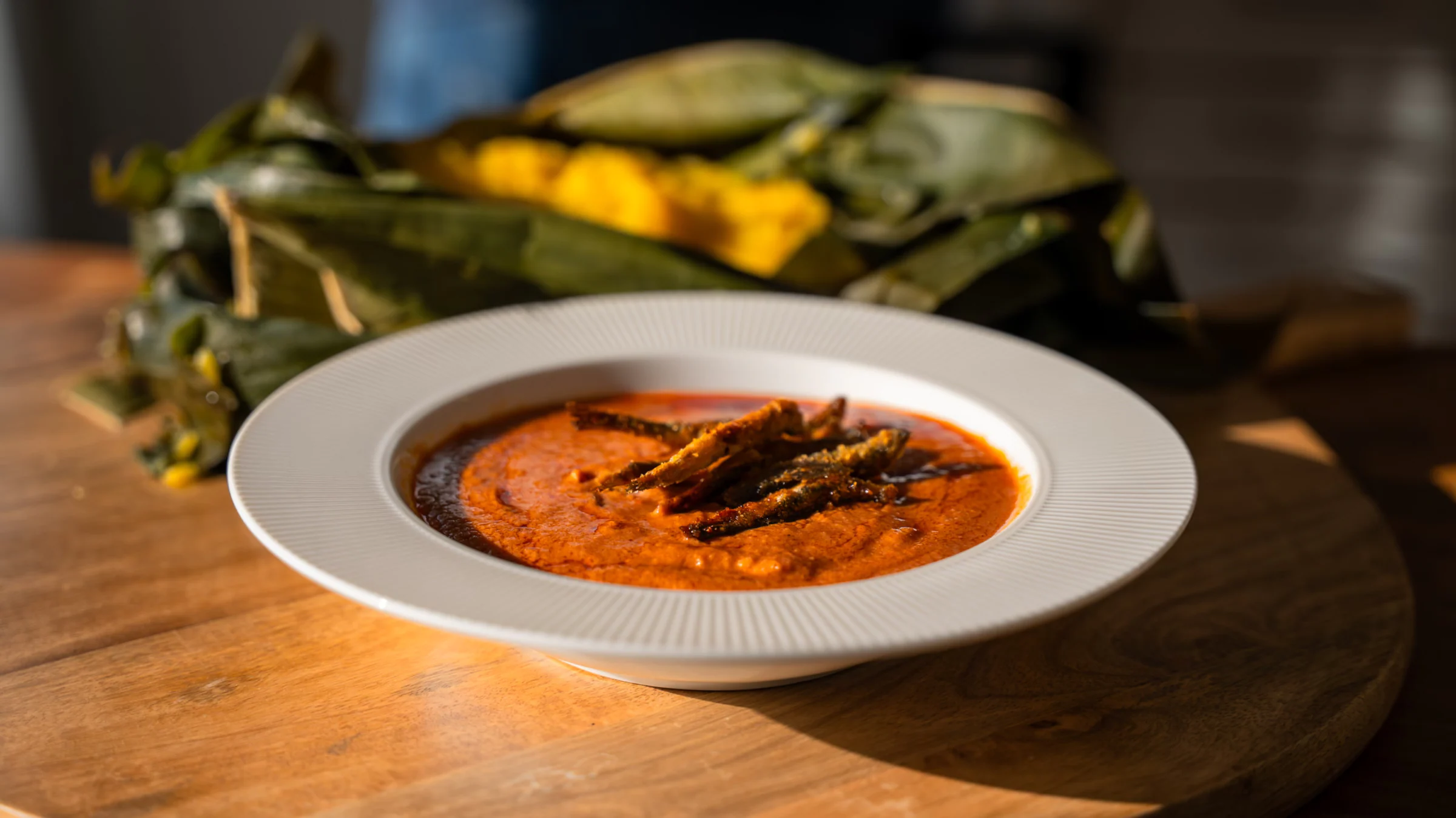 Ugandan peanut stew with anchovies.