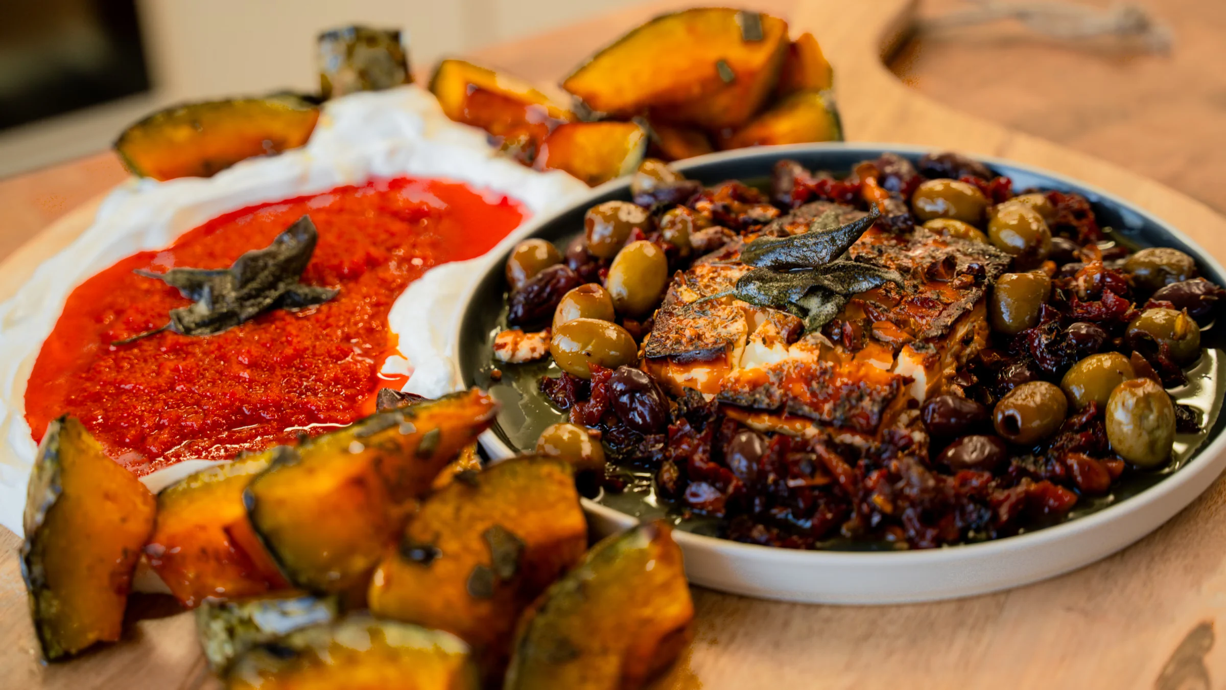 Roasted pumpkin & baked feta board.