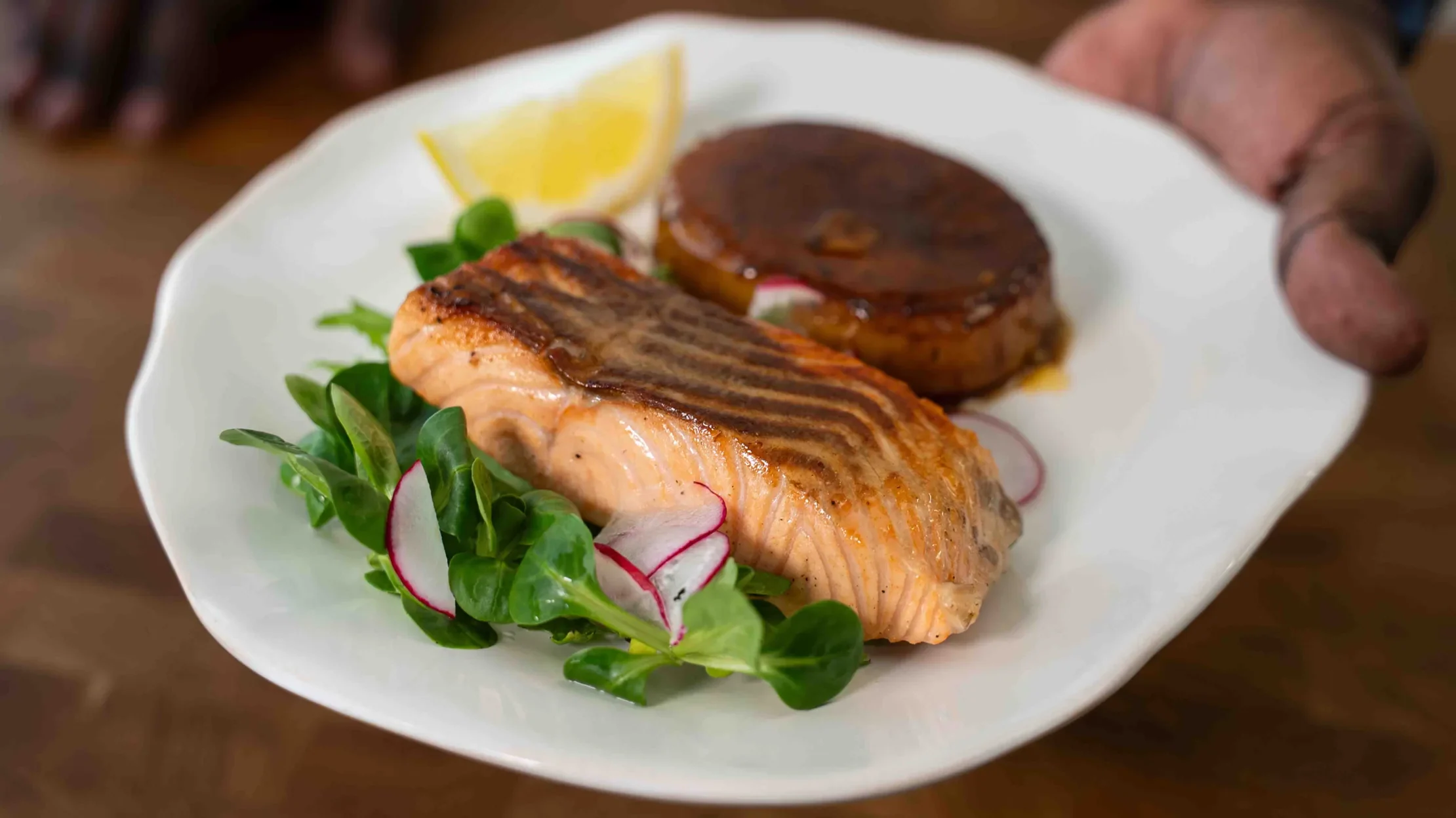 Salmon Confit with Glazed Potatoes