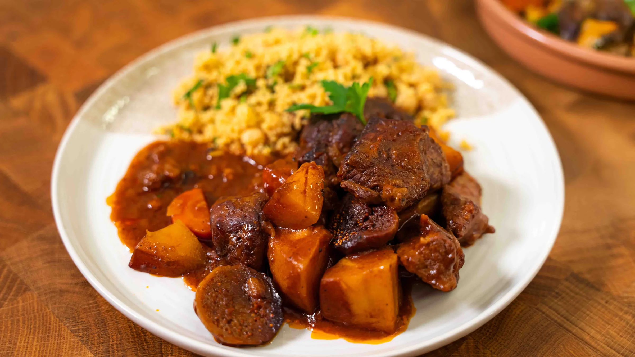 Venison tagine with couscous.