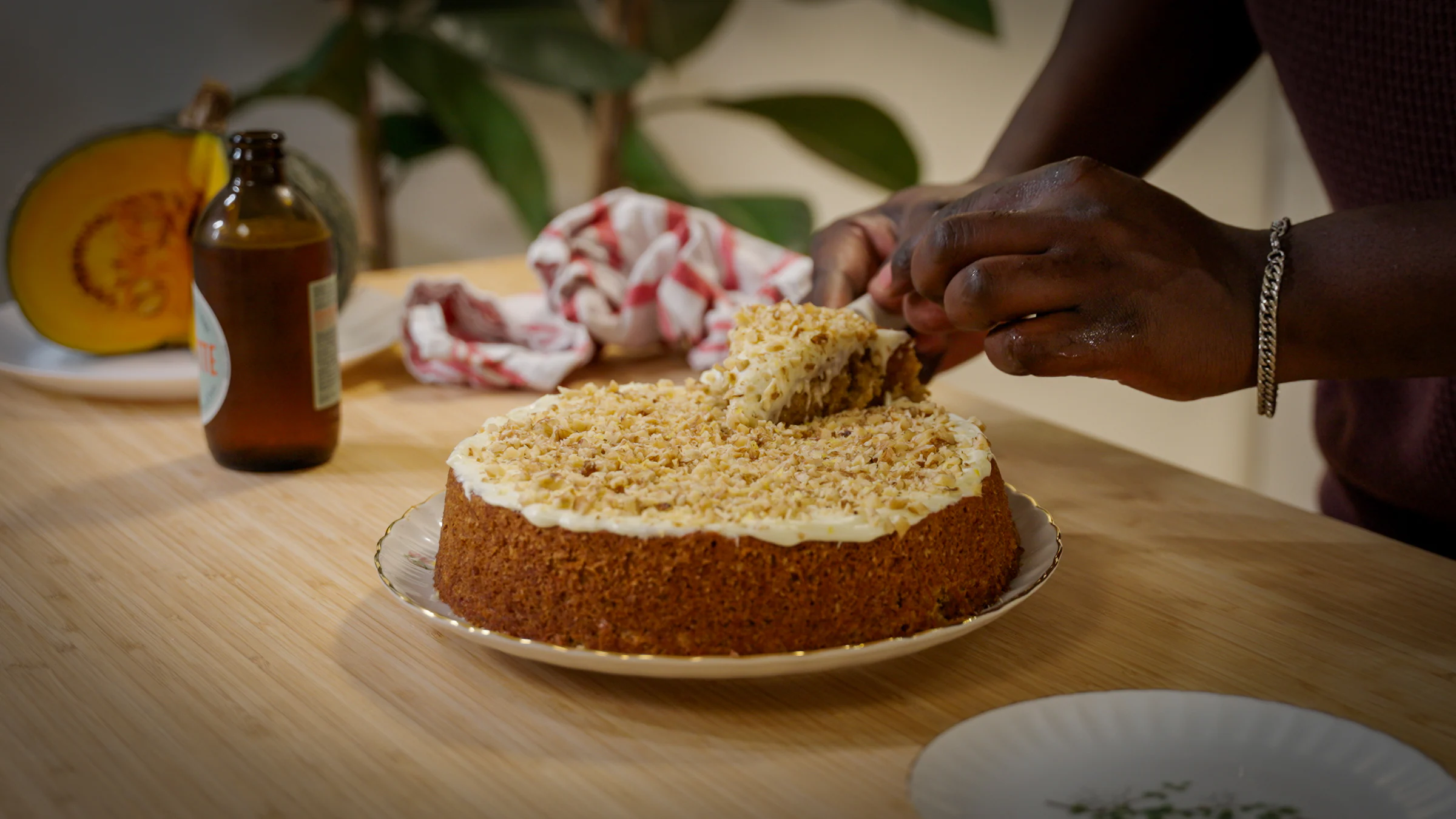 Spiced Pumpkin Cake with Lemon Cream Cheese Frosting